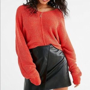 NWT UO Cropped Orange Chenille Sweater